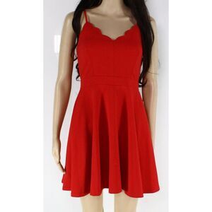 B DARLIN Womens Fit + Flare Mini Dress Red Fitted Spaghetti Strap Juniors 3\4